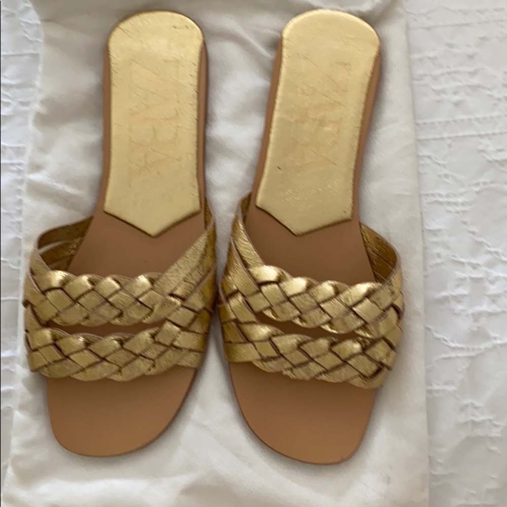 Zara gold flat sandal